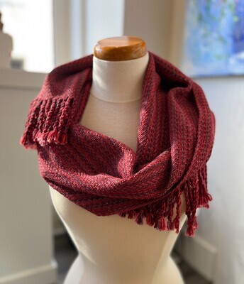Dark Red Hand Woven Hand Dyed Scarf