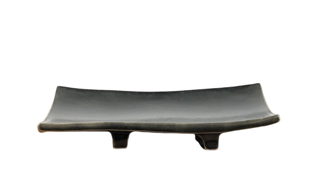 Darren Emenau Saint John New Brunswick Handworks Japonesque Pottery Platter with Foot Black 