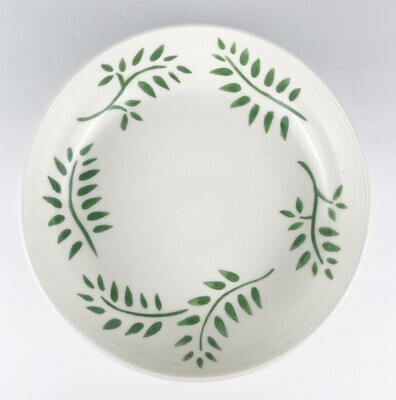 White Pottery Serving dish with Ferns
