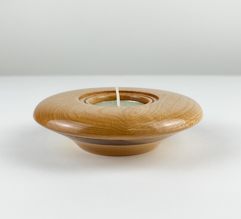 Maple &amp; Walnut Wooden Tealight Holders