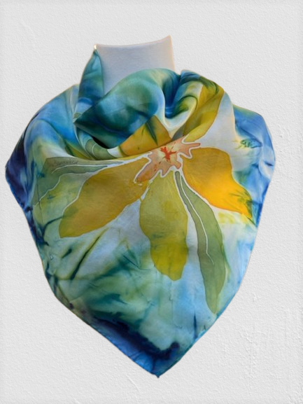 &quot;Daffodils&quot; Scarf, 32x32&quot; Silk Painting