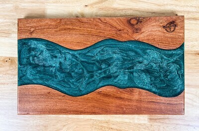 African Rosewood Green Resin Charcuterie Board