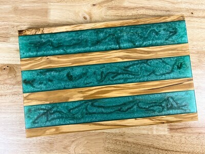 Olivewood with Turquoise Epoxy Charcuterie Board