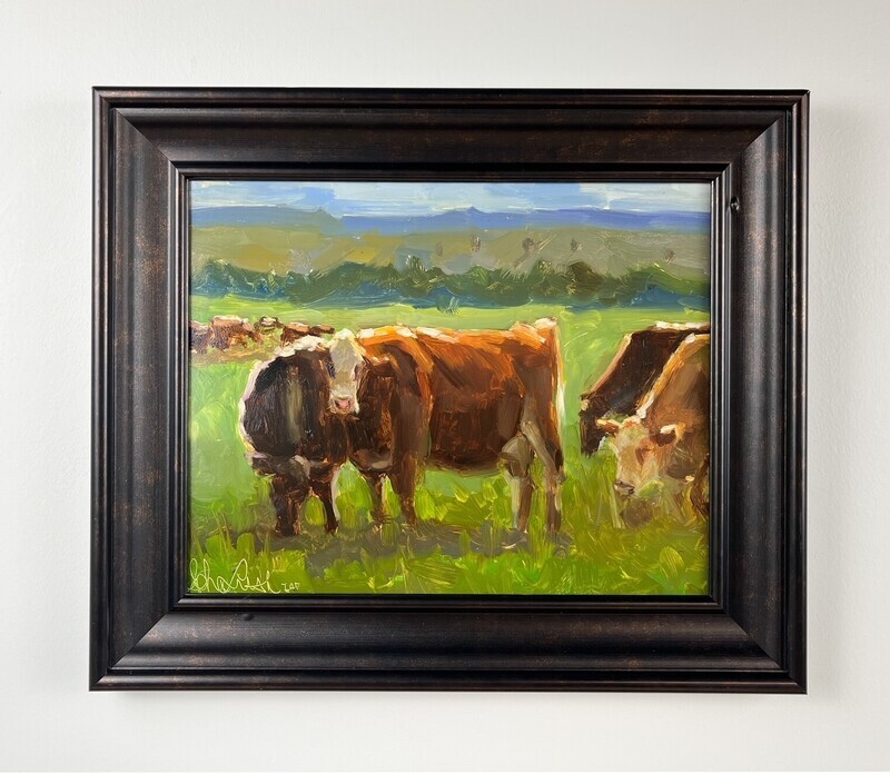 "Spring Ladies" 8x10" Oil on Panel Framed 10.75x12.75"