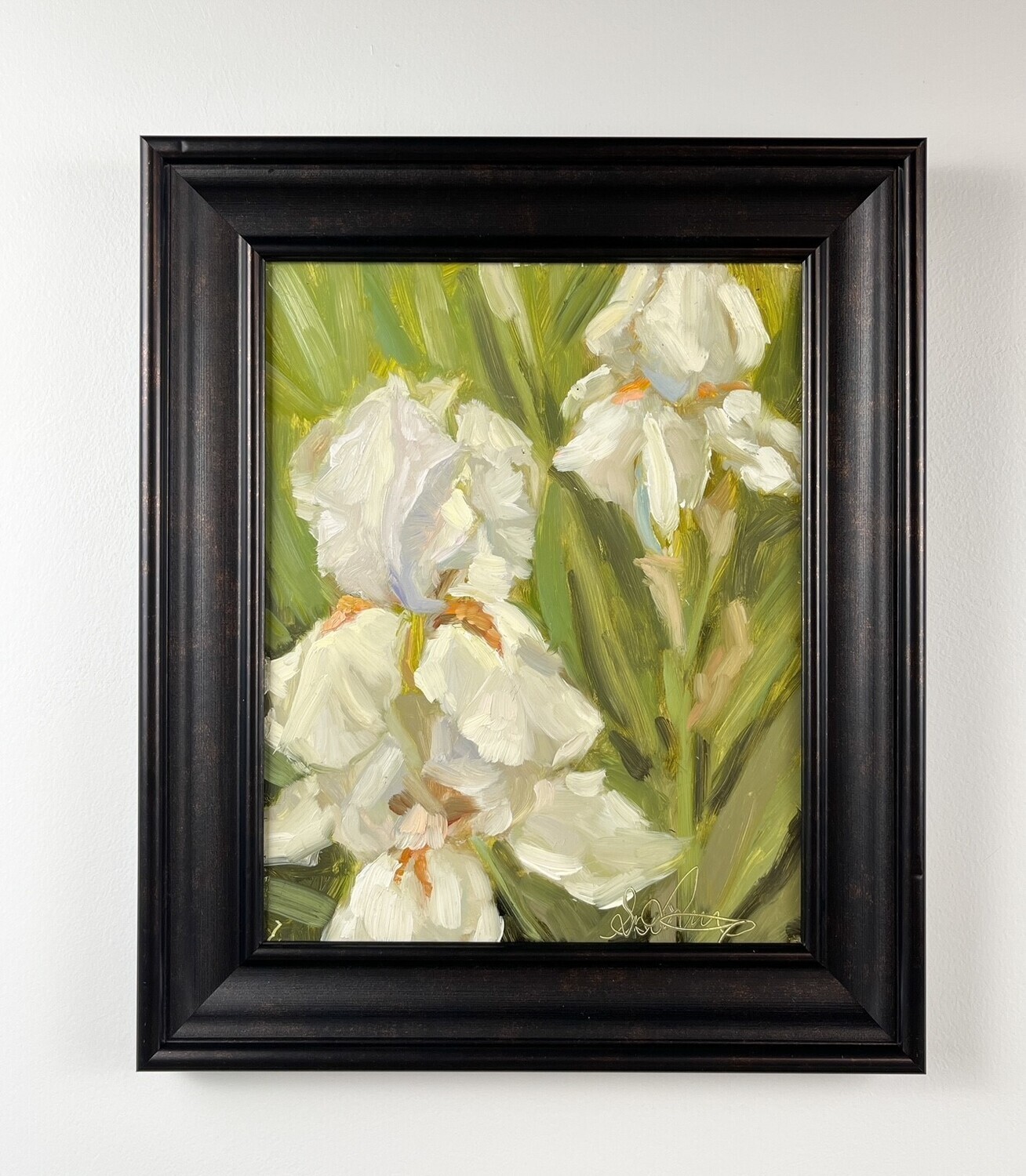 "German Iris" 8x10" Oil on Panel Framed 10.75x12.75"