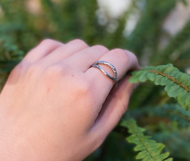 Eye Branch Ring Size 9 Semi-Oxidized Sterling Silver