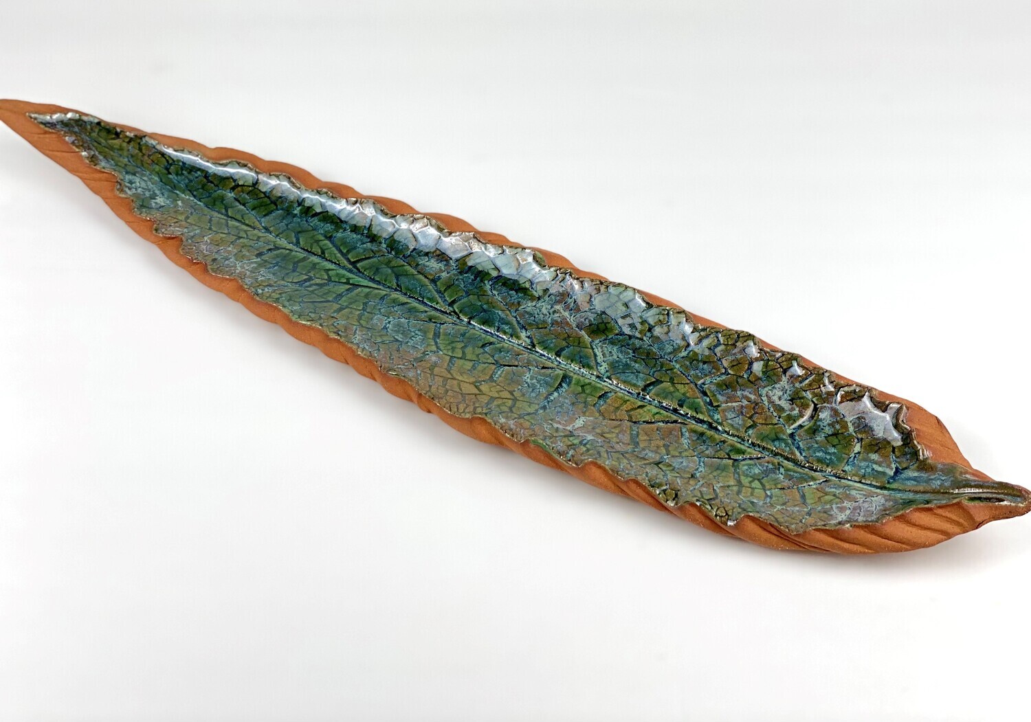 Long Pottery Leaf Tray- 21x4.5&quot;