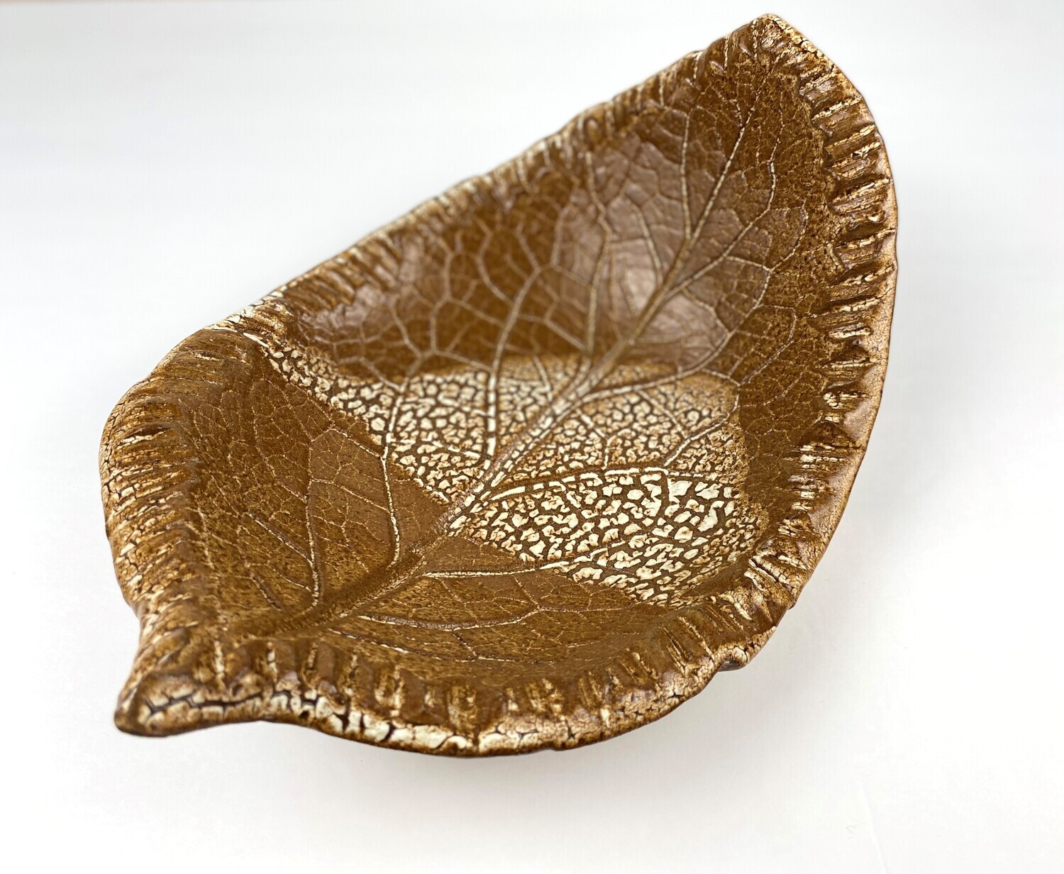 Large sand Pottery leaf dish- 11x8&quot;