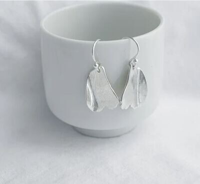 Silver Petal Dangle Earrings