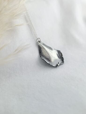 Oxidized Silver Petal Pendant