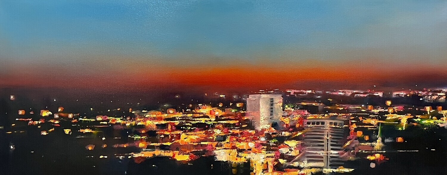 &quot;Light Abstractions II&quot; 16x40&quot; Oil and Cochineal on Canvas