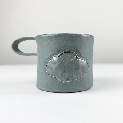 Cloud Espresso Pottery Mug with Colorful Clay & Silver
