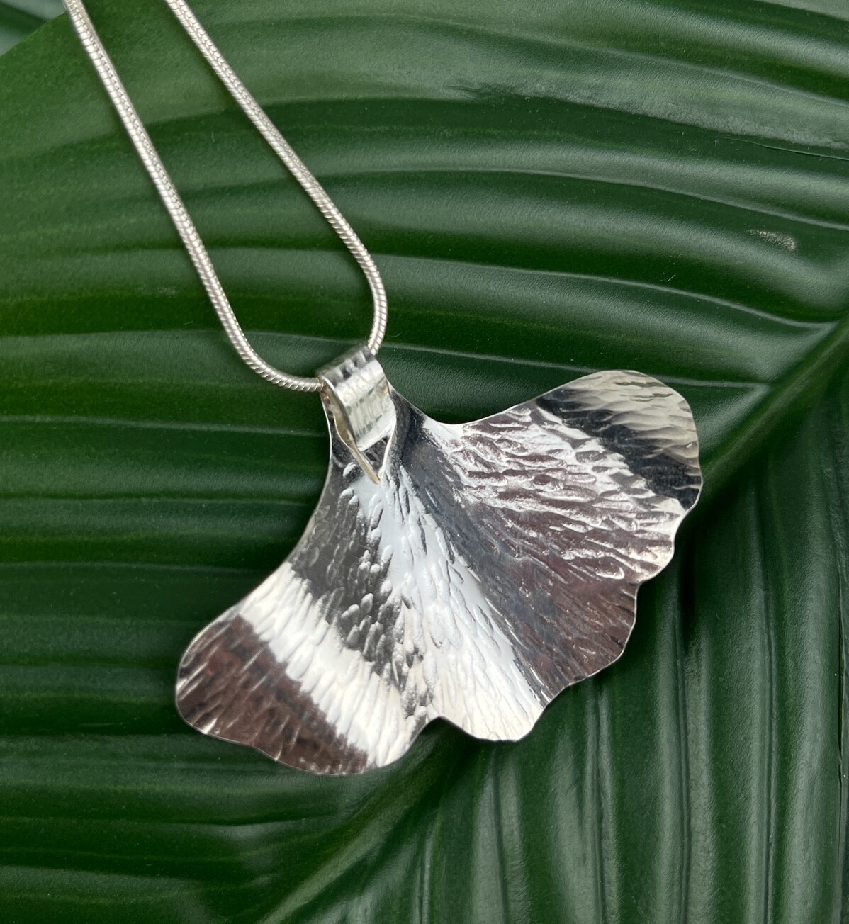 Gingko Sterling Silver Pendant
