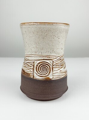 White Glaze/Brown Clay Swirl Pottery Tumbler