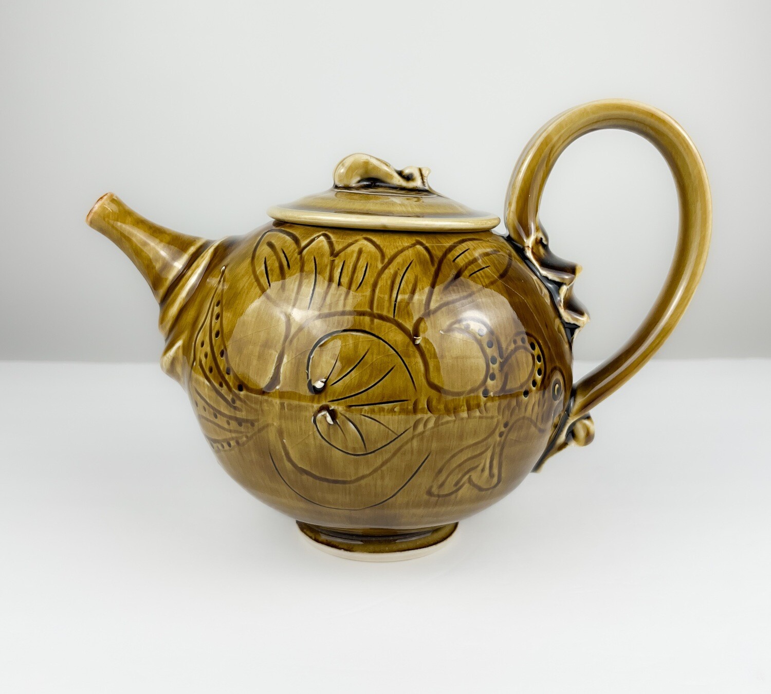 Honey Glaze Pottery Tea Pot