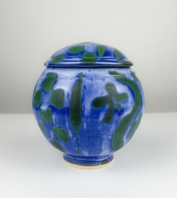 Flo Blue Glaze Covered Pottery Jar