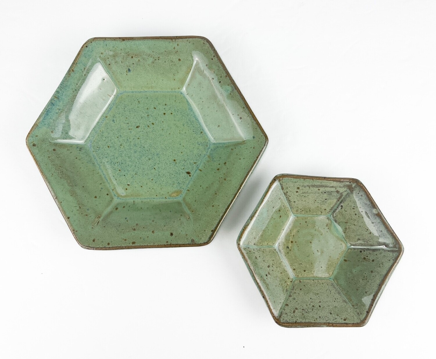Hexagon Green Pottery Dish