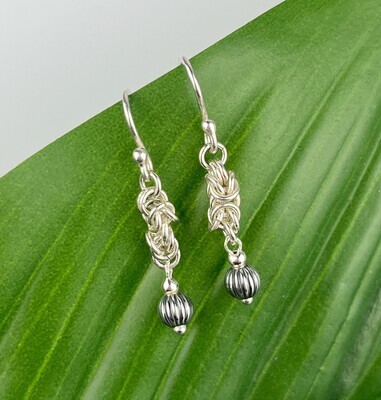 Byzantine with 5mm Corrugated Handmade Silver Drop Earrings