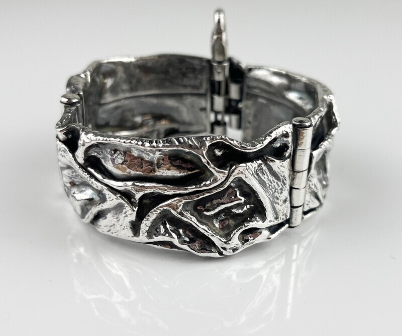 Hammered Hinged Bracelet Sterling SIlver