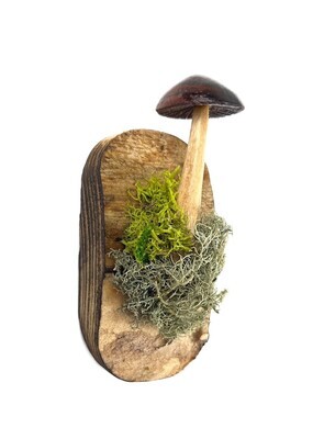 Small Wall Mounted Wood Carved Mushrooms