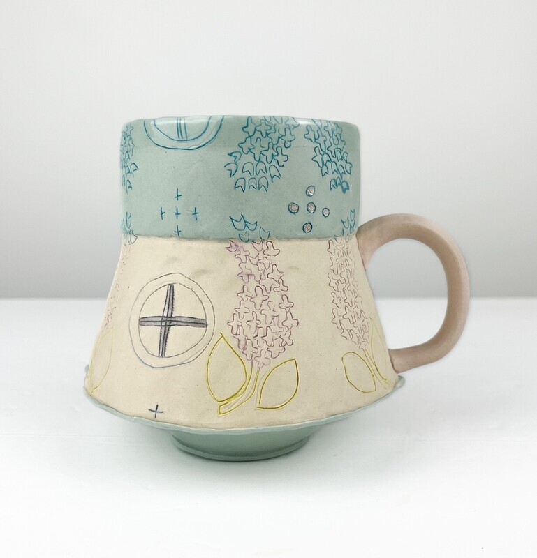 Large Two-Tone Handbuilt Pottery Mugs