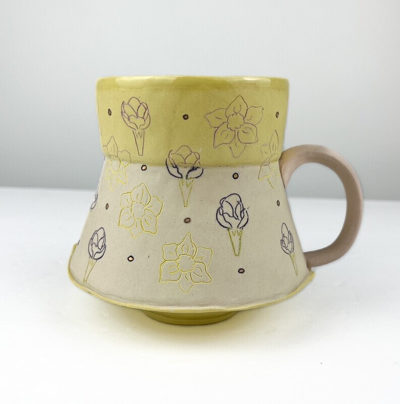 Large Two-Tone Handbuilt Pottery Mugs