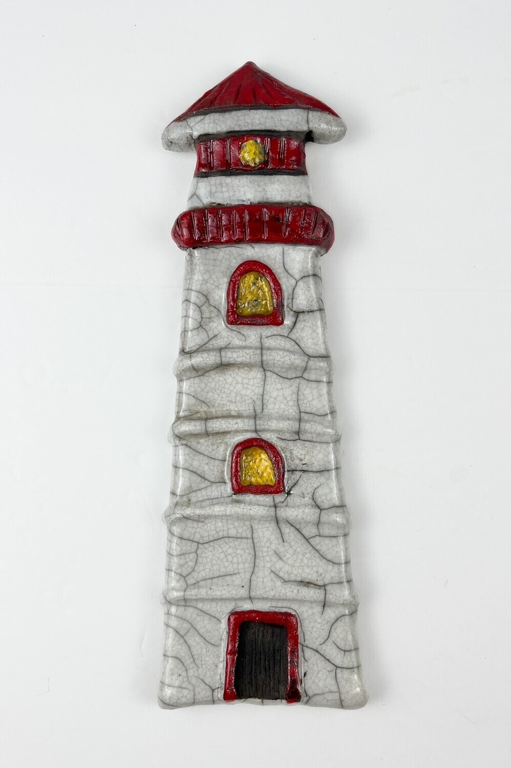Tall Lighthouse Pottery Wall Hanging 9.5x3&quot;