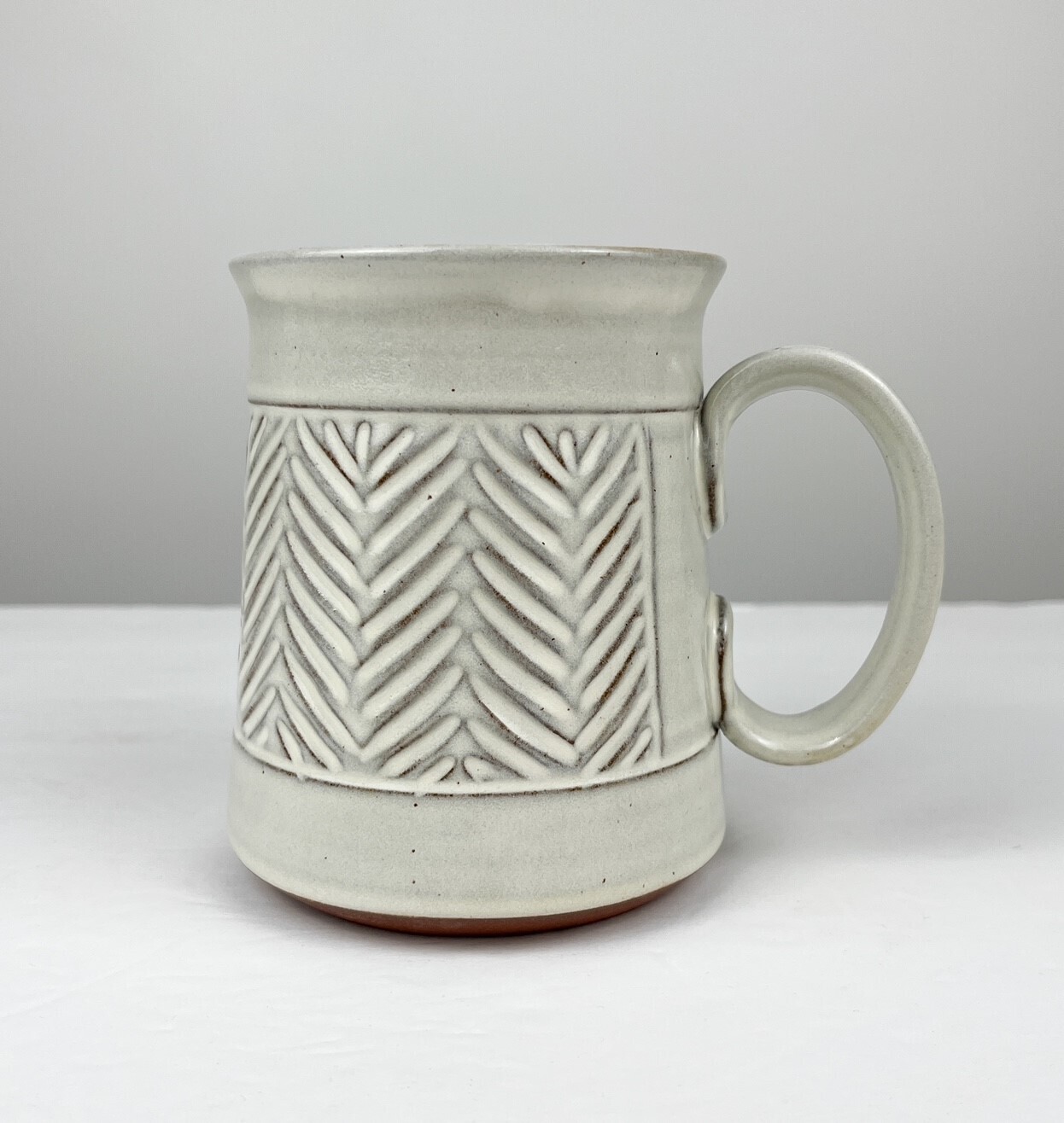 Large Pottery Mugs Cream Glaze