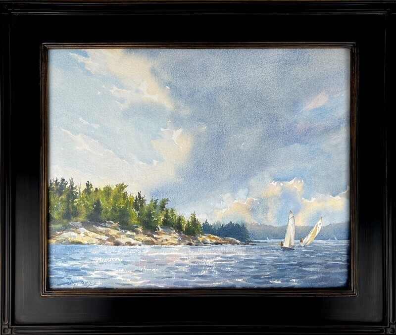 Poppy Balser Saint John New Brunswick Canada Handworks Canadian Painting Watercolor Landscape Seascape Framed Boat Sailboat