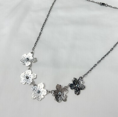 Forget-Me-Nots with Blue Topaz Neckpiece Sterling Silver
