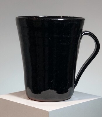 Tall Black Pottery Mug