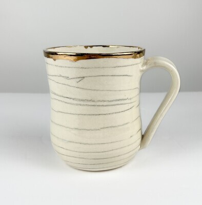 White Porcelain Mugs with Gold