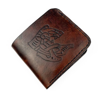 Celtic Bear Leather Carved Wallet