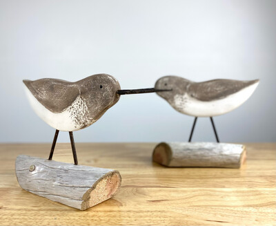 Single Shore Bird Driftwood Sculpture 11x7.5