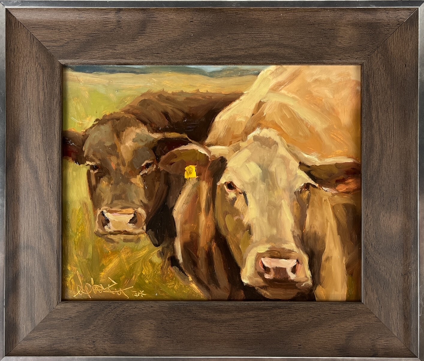 "Moo There...." 8x10" Oil on Board Framed