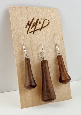 Turned Wood Earrings and Pendant Set Silver Plated
