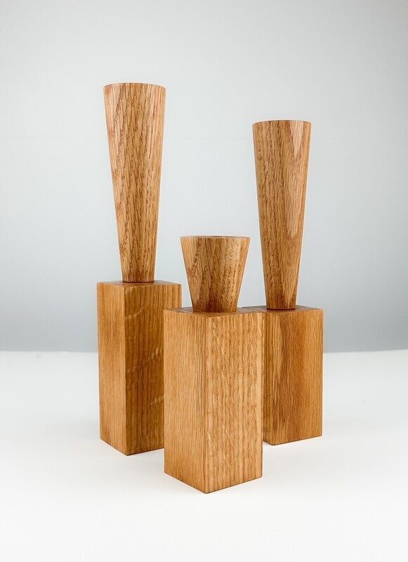 Turned Wood White Oak Taper Candle