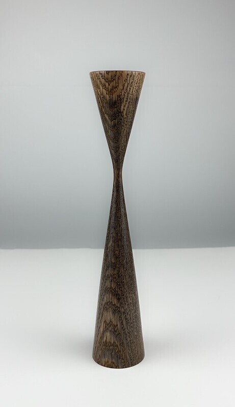 Turned Darkened Oak Taper Candle Holder