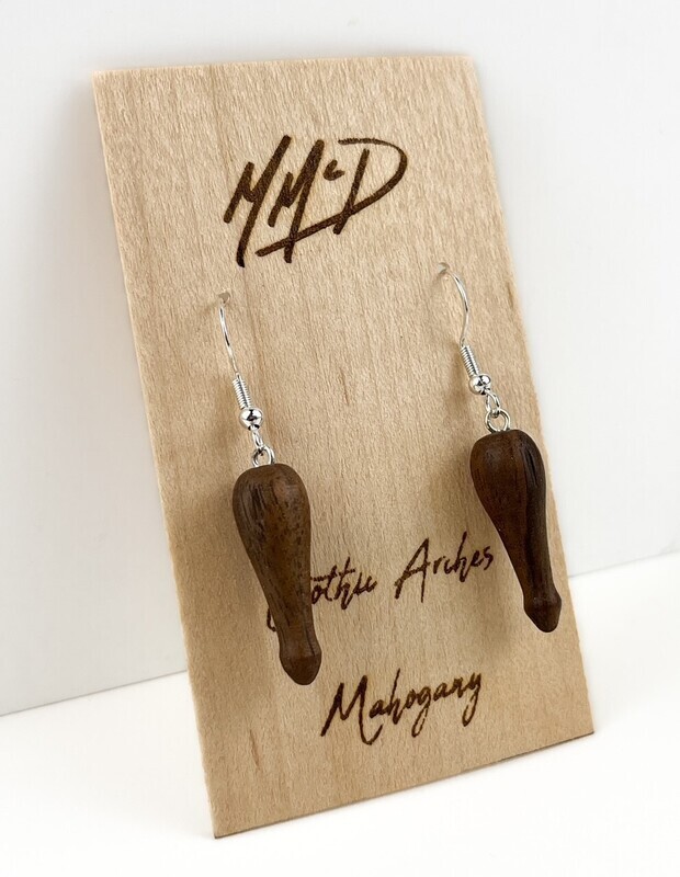Gothic Arches Mahogany Wood Earrings