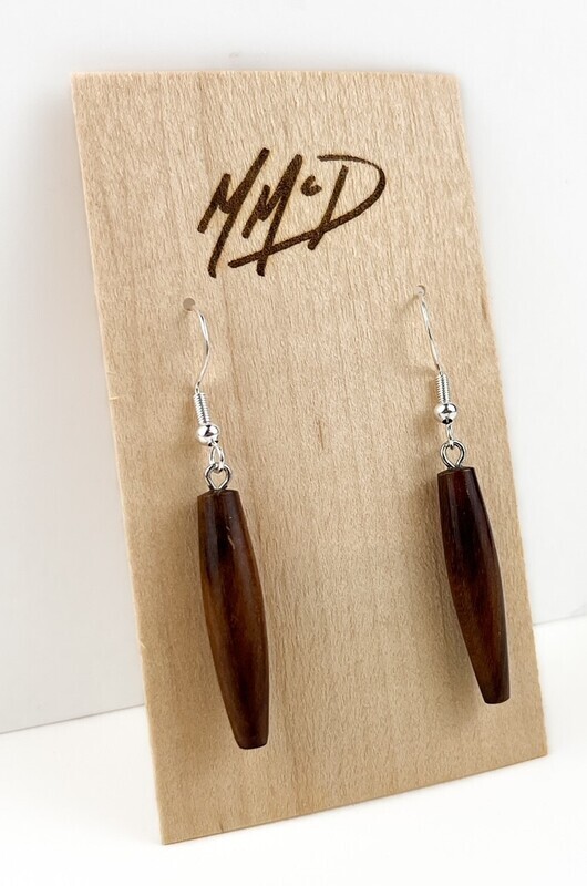 Turned Wood Earrings SIlver Plated