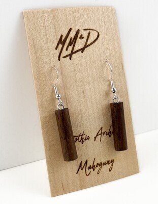 Gothic Arches Mahogany Wood Earrings