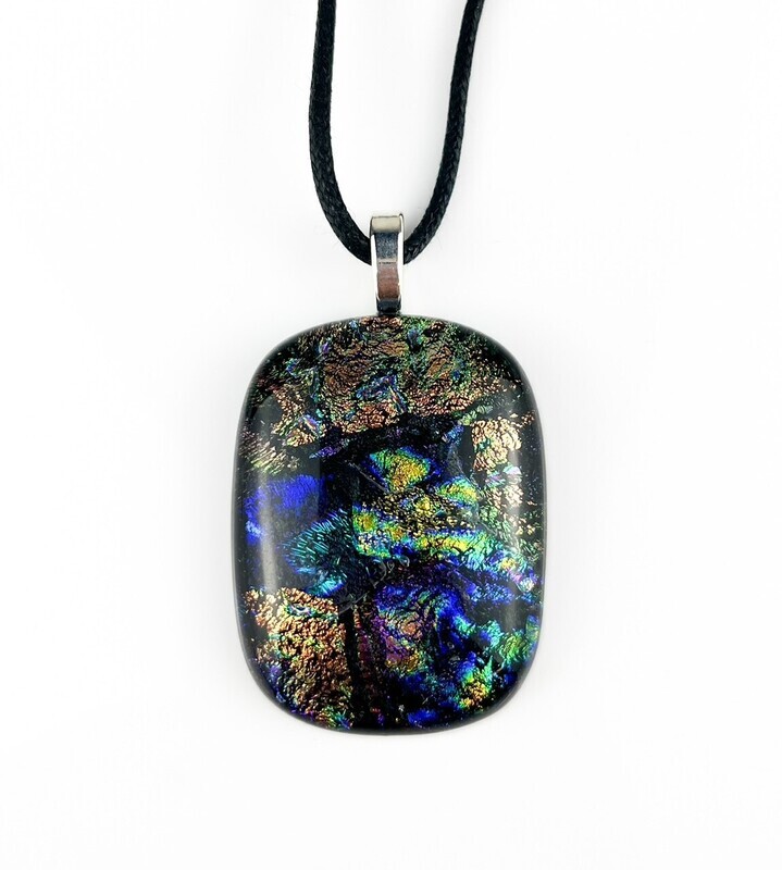 Fused Glass Pendant on Leather