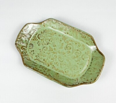 Green Rectangular Pressed Pottery Tray