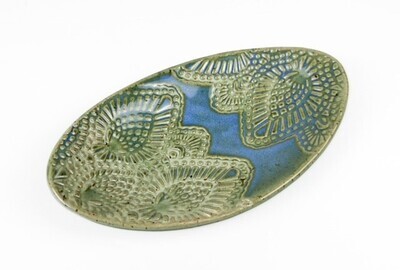 Textured Small Oval Pottery Dish