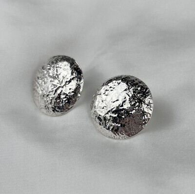 Fine Sterling Silver Round Stud Earrings