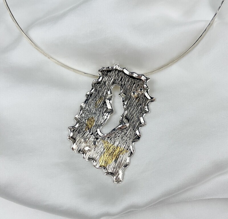 Sterling Silver Pendant with Gold Leaf (Chain not included)