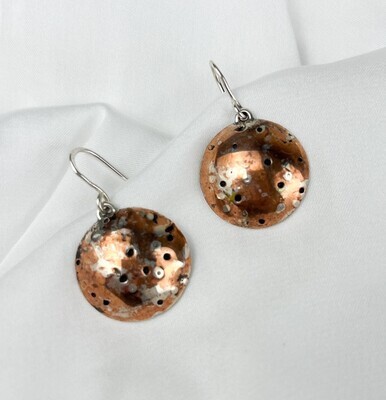 Mokume-Gane Copper Sterling Silver Hook Earrings