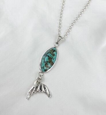 Fish Turquoise Cast Tail Pendant Sterling Silver