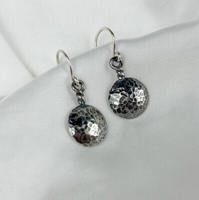 Silver Hammered Dome Earrings