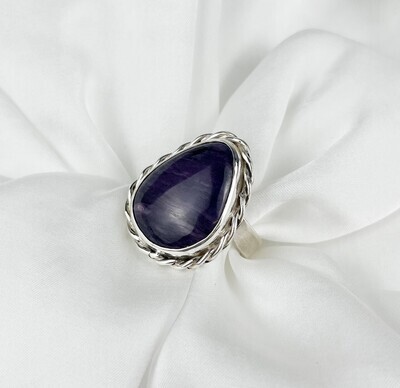 Adjustable Purple Charloite Ring Sterling Silver